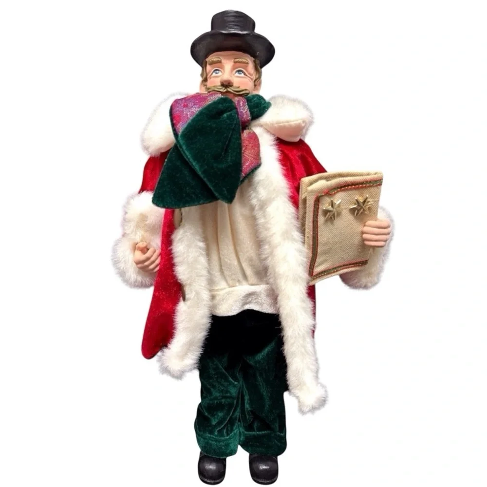RARE Vintage Festive Holiday Caroler Figurines Man & Woman in Red/Green EUC